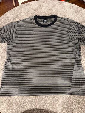 Cotton On Men's Short Sleeve Striped Tee in Black and Gray